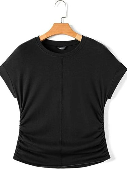 Round Neck Short Sleeve T-Shirt Trendsi 4b3a7ab3f00c484aa2078756536ad933-Max-Origin