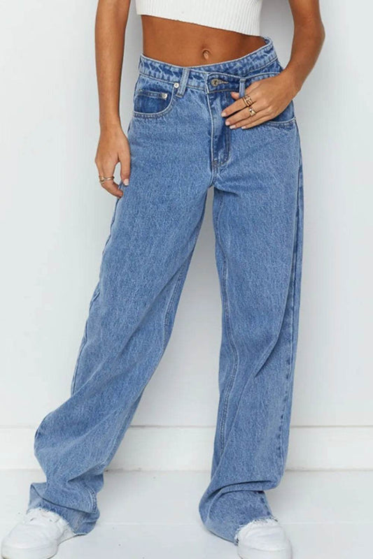 Mid Rise Asymmetrical Waist Wide Leg Jeans Medium Trendsi 4b5a4d50-382f-48c5-903d-dd737840fb52-Max-Origin