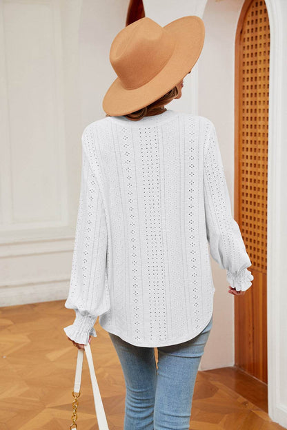 Notched Neck Flounce Sleeve Blouse Trendsi 4b5e9d0b11f04f4ab3b6257e5b6877c1-Max