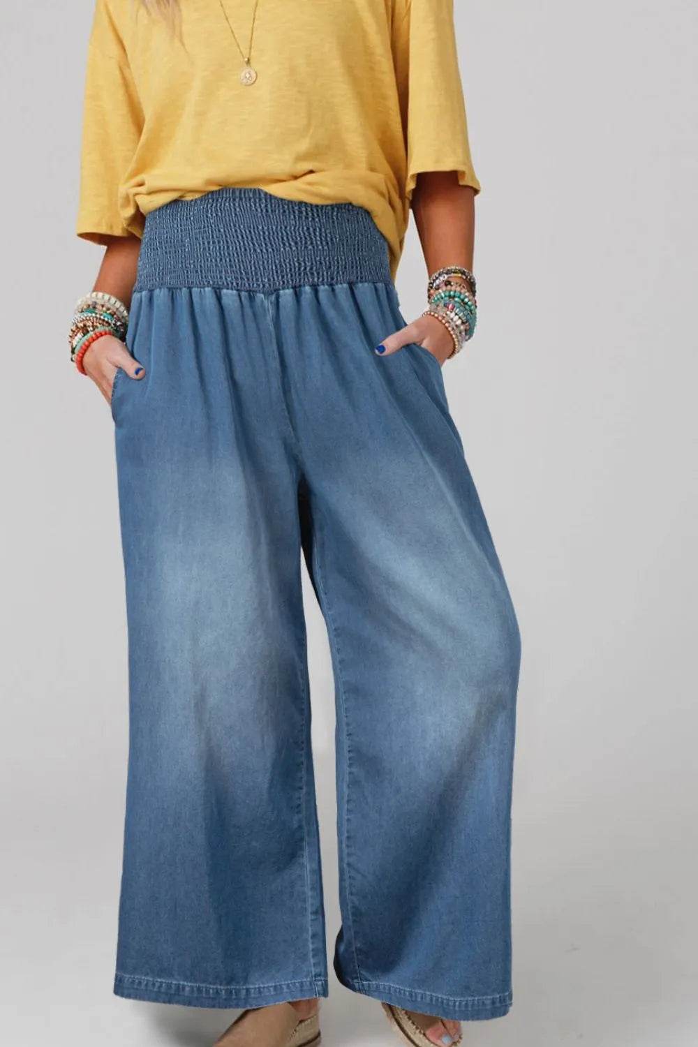 Smocked Wide Leg Jeans Medium Trendsi 4b68105e-494d-499c-becf-cb7995e98316-Max