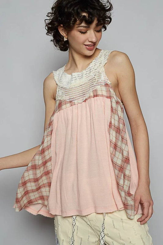 POL Crochet Lace Plaid Panel Detail Tank Trendsi 4c27c875-eb1e-4f8a-bb2b-bf71be3867a3-Max-Origin