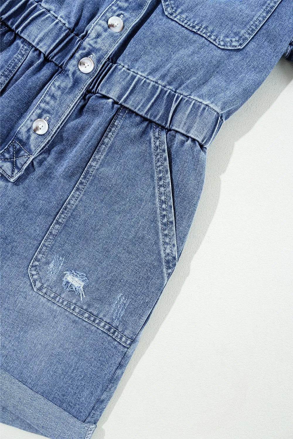 Chest Pocket Front Buttoned Folded Edge Denim Short Sleeve Romper Trendsi 4c28fe58-10b7-46d0-8938-54d3c334cc5d-Max-Origin