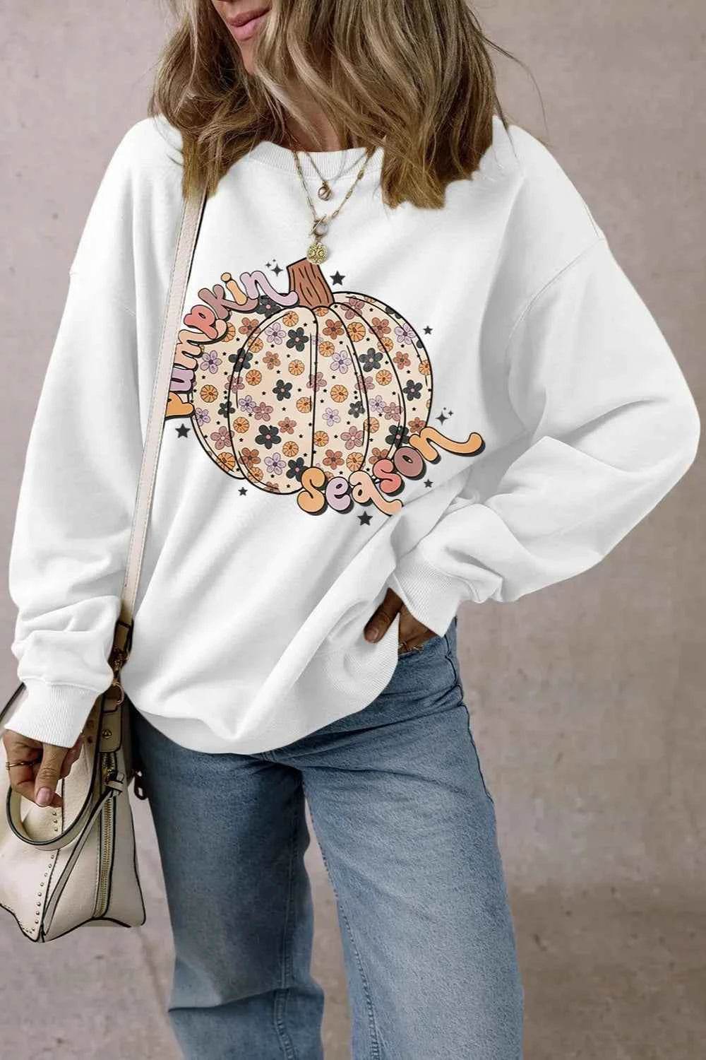 Pumpkin Graphic Long Sleeve Sweatshirt Trendsi 4c6190db-a673-4c70-ba5c-a1ca605016fb-Max
