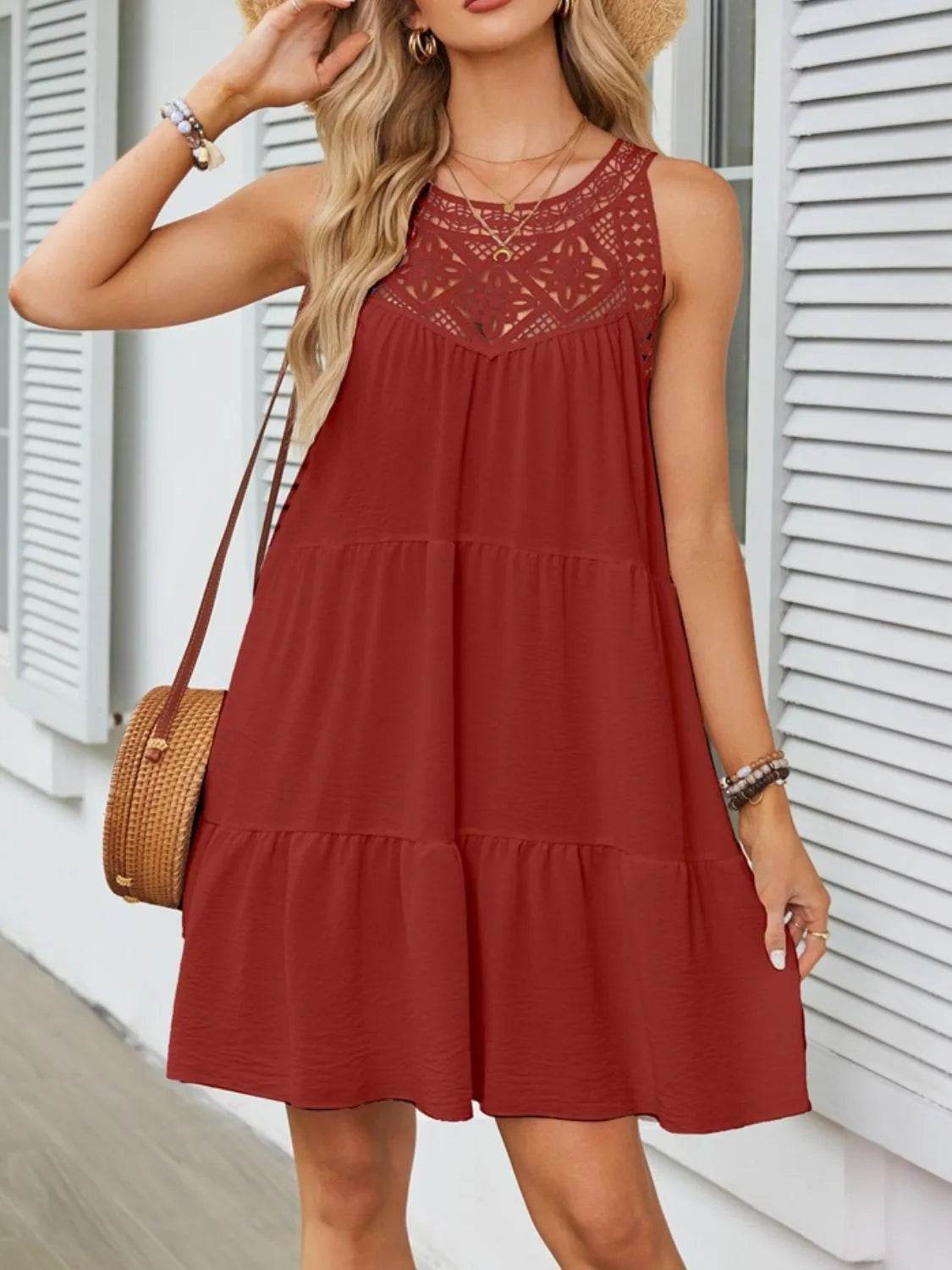 Ruffled Hem Lace Sleeveless Dress Rust Trendsi 4c869121-ac38-4eae-9904-d86691362c6a-Max-Origin