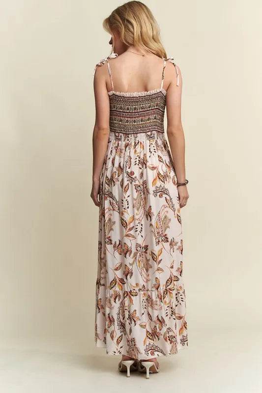 ADORA Smocked Printed Square Neck Tie Shoulder Cami Dress Trendsi 4d086e31-ba93-45d3-a8c6-d1cf16762e0c-Max