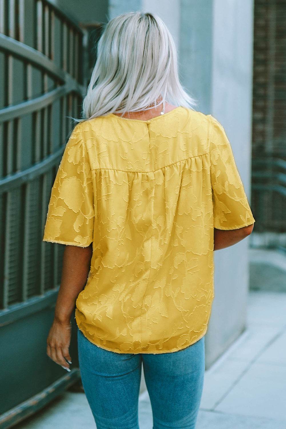 Round Neck Puff Sleeve Blouse Trendsi 4d197983c81045b78bc3626097ca30fa-Max
