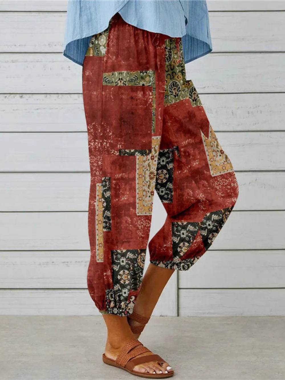 Printed Tied Cropped Pants Trendsi 4d4d96e684e24ae7b318764ea98b333e-Max