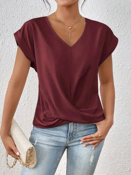 V-Neck Twist Front Top Burgundy Trendsi 4d5f6ab6-7a60-42d5-8633-f4ee84dc1ee3-Max-Origin