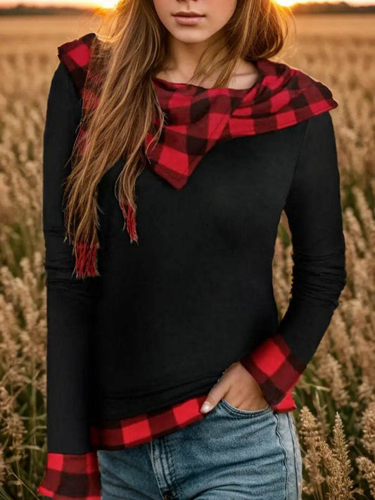 Plaid Long Sleeve Hooded Blouse Black Trendsi 4da41cd5b27146019ead2d44d1d441d5-Max