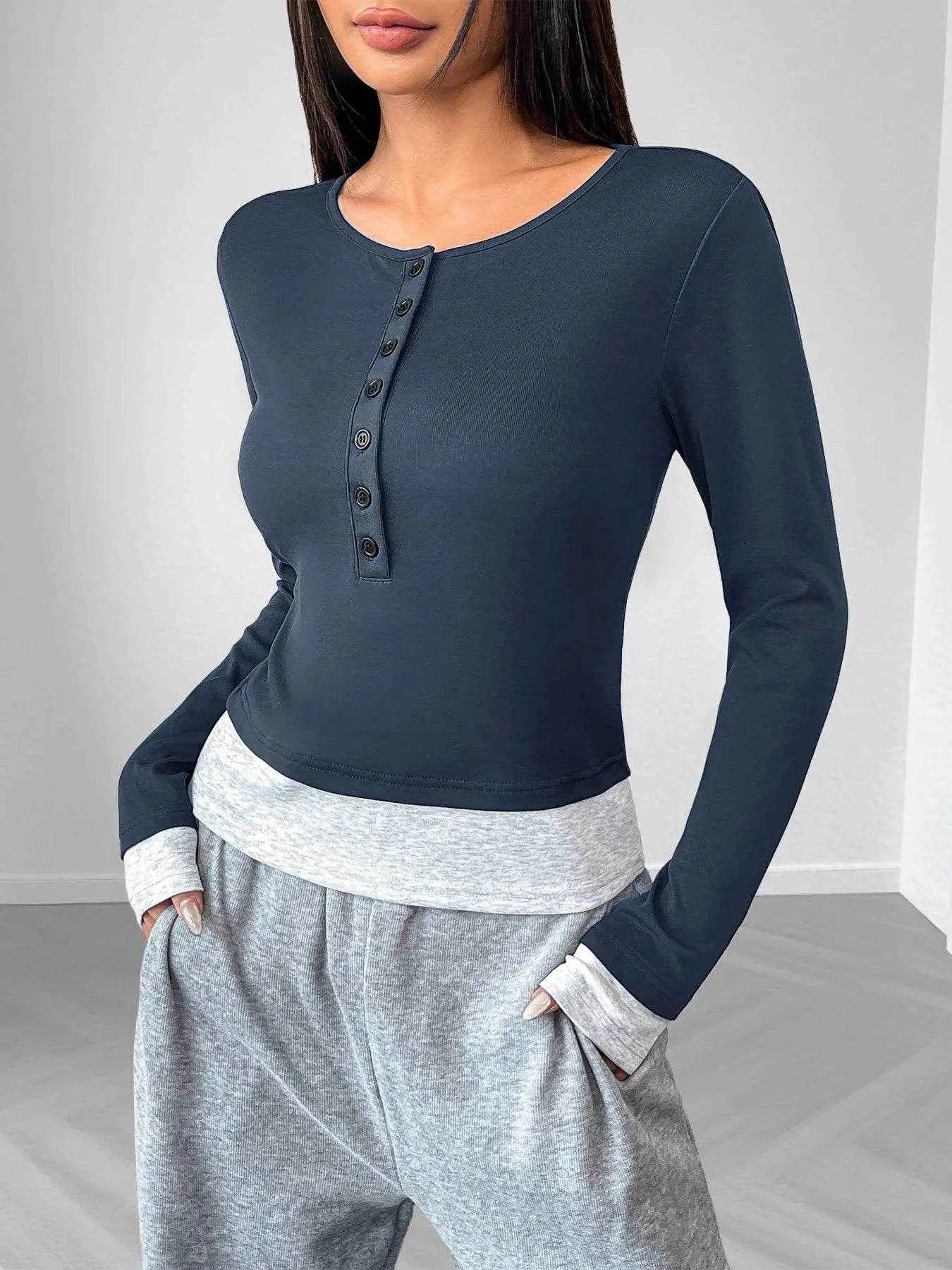 Long Sleeve Button Front Fitted T-Shirt Trendsi 4dae805d-7fb5-43e8-b6c5-d10640e8e445-Max-Origin