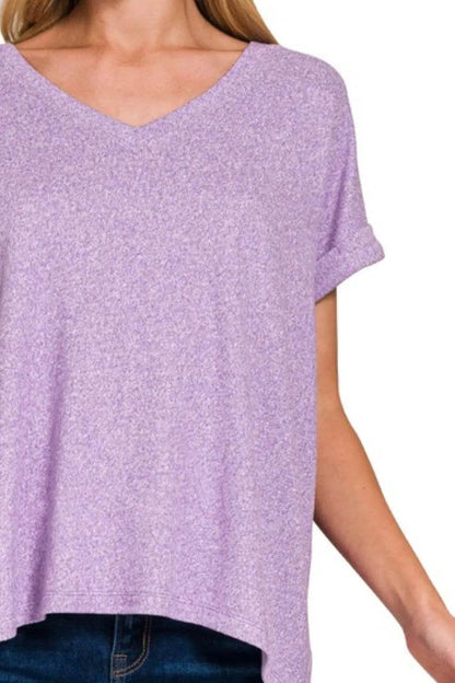 Zenana Soft Melange Hacci V-neck Tee Trendsi 4e06be62-212c-420d-ba3a-1c5c10b93562-Max-Origin