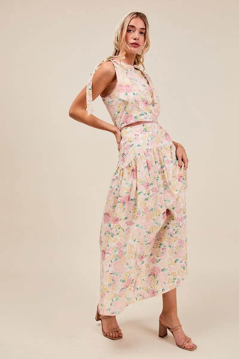 SO ME Floral Printed Woven Shoulder Bow Tie Top and Skirt Set Trendsi 4e090d0c1a03407f8c6471f0a71809fc-Max-Origin
