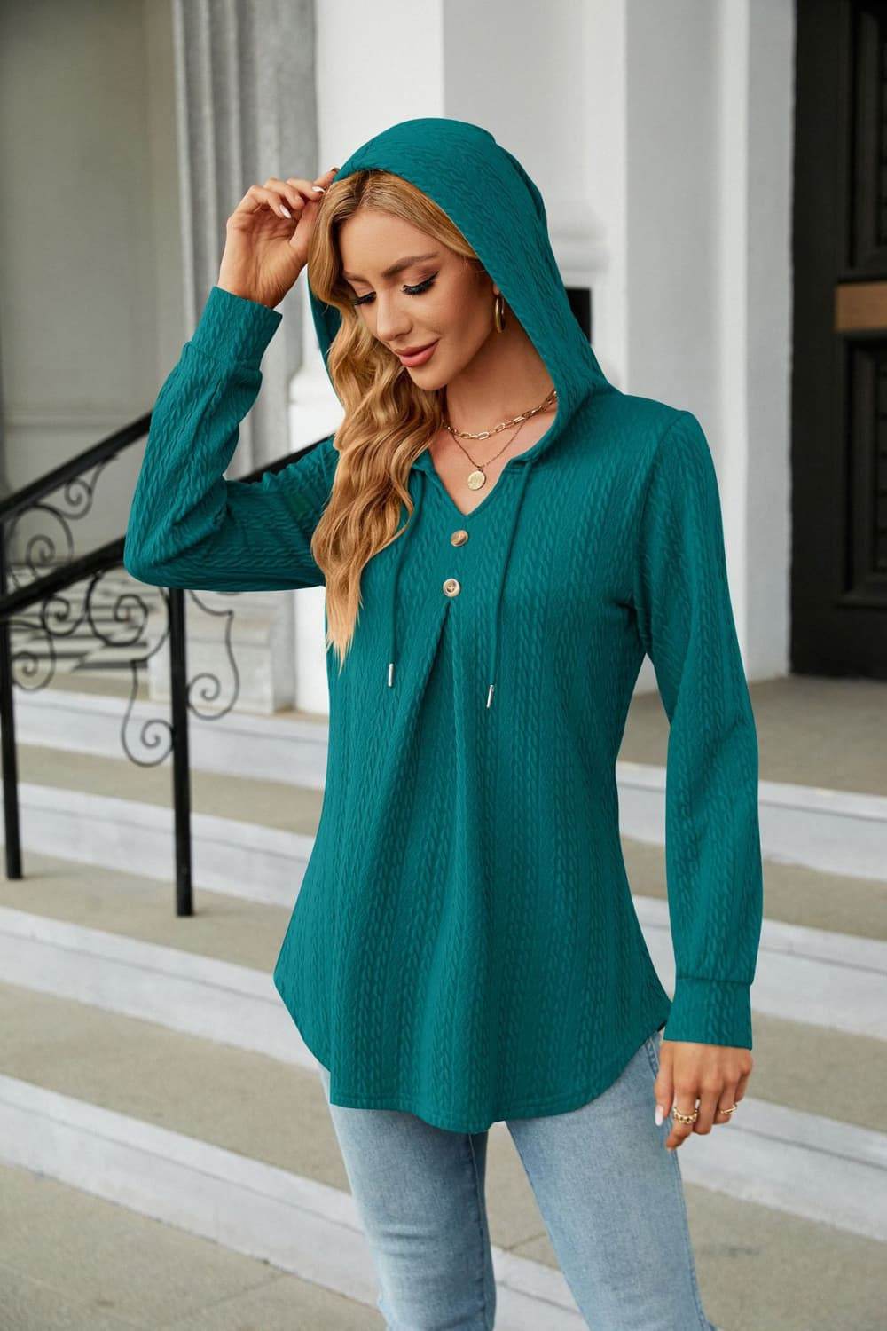 Long Sleeve Hooded Blouse Trendsi 4e29fe4030a649b3b085d624fbeedb98-Max