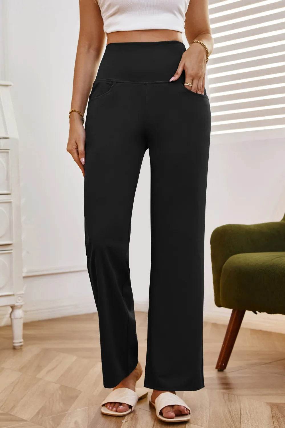High Waist Wide Leg Pants with Pockets Trendsi 4e3eb4a0-c664-42e8-a6d3-871f1ab59371-Max