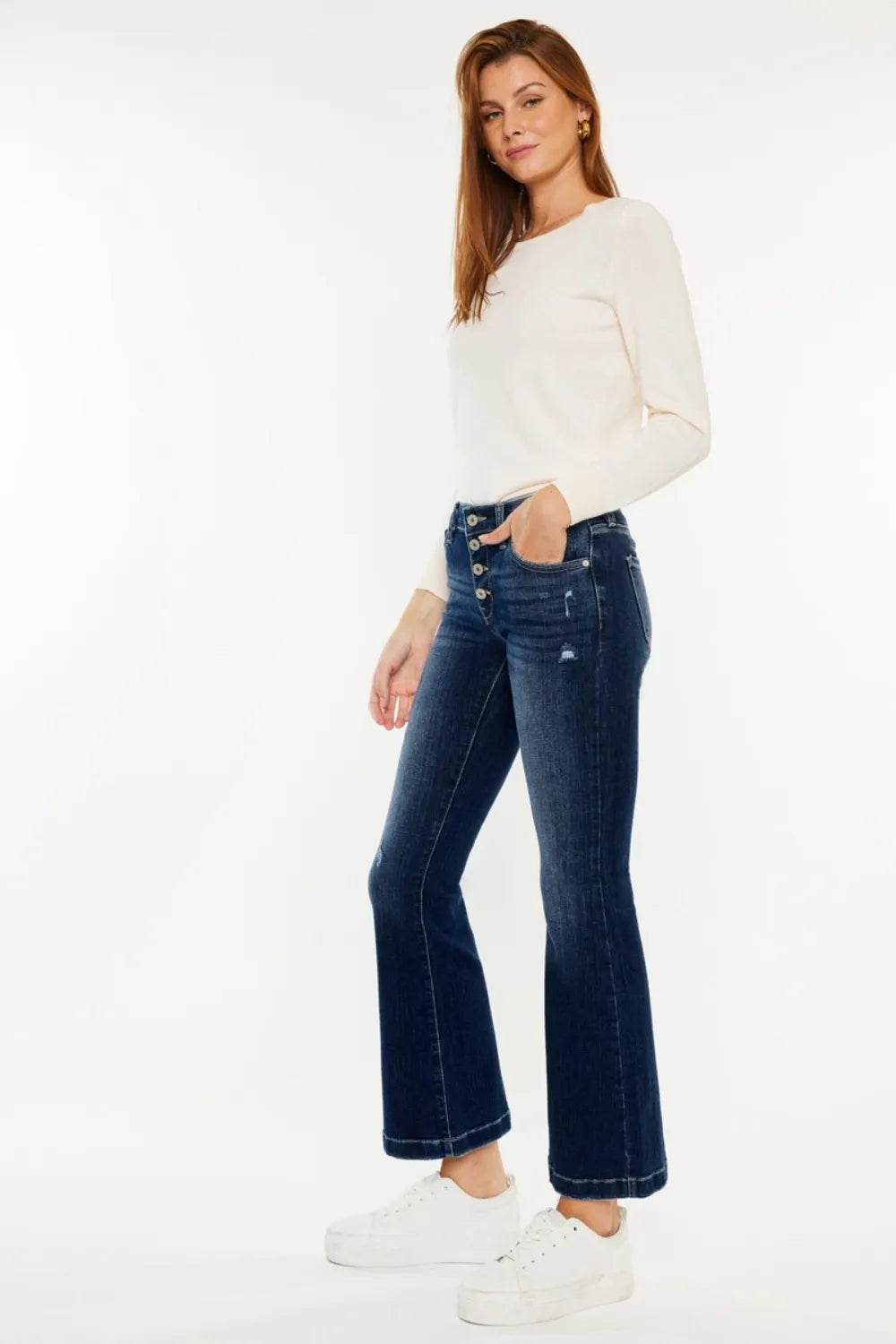 Kancan Mid Rise Button Fly Flare Jeans Trendsi 4e7ada00-385c-4b46-9d33-a4c874a8a650-Max