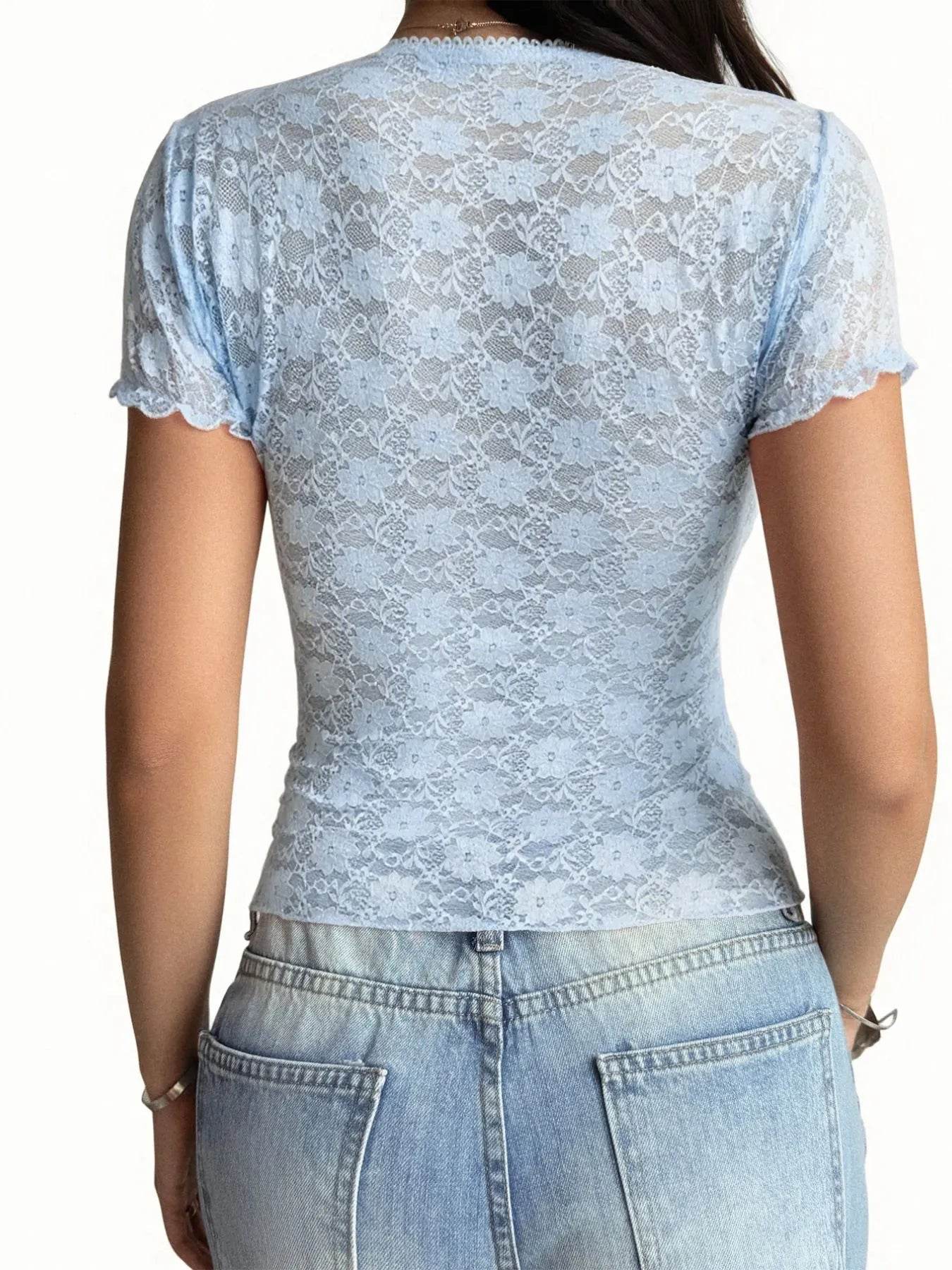 Lace Short Sleeve T-Shirt with Bow Detail Trendsi 4ea9b130-e455-4f8c-9340-2a0be8c72e05-Max-Origin