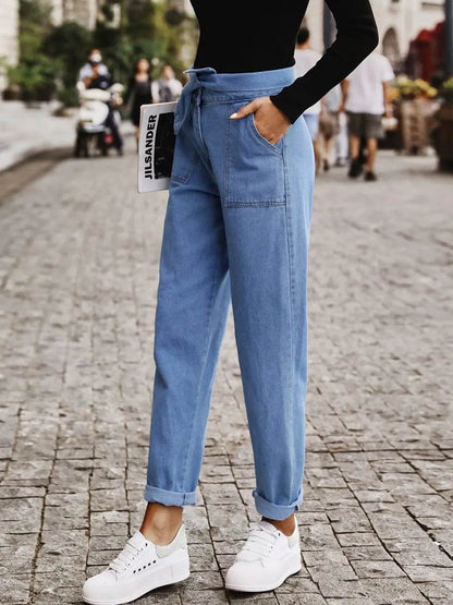 Tied Straight Jeans with Pockets Trendsi 4ebc5c86-7e07-47cb-88bb-2c609243bd10-Max