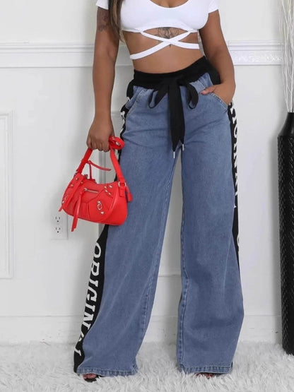 High Waist Wide Leg Denim Jeans with Side Letter Print Denim Blue Trendsi 4ebe4ec6-eb15-41cf-843c-fe4b3611f82b-Max-Origin