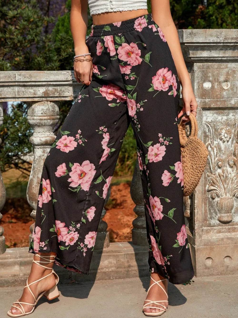 Printed Elastic Waist Wide Leg Pants Trendsi 4ec68c00-b081-48f7-824e-a2d8ca172d4a-Max