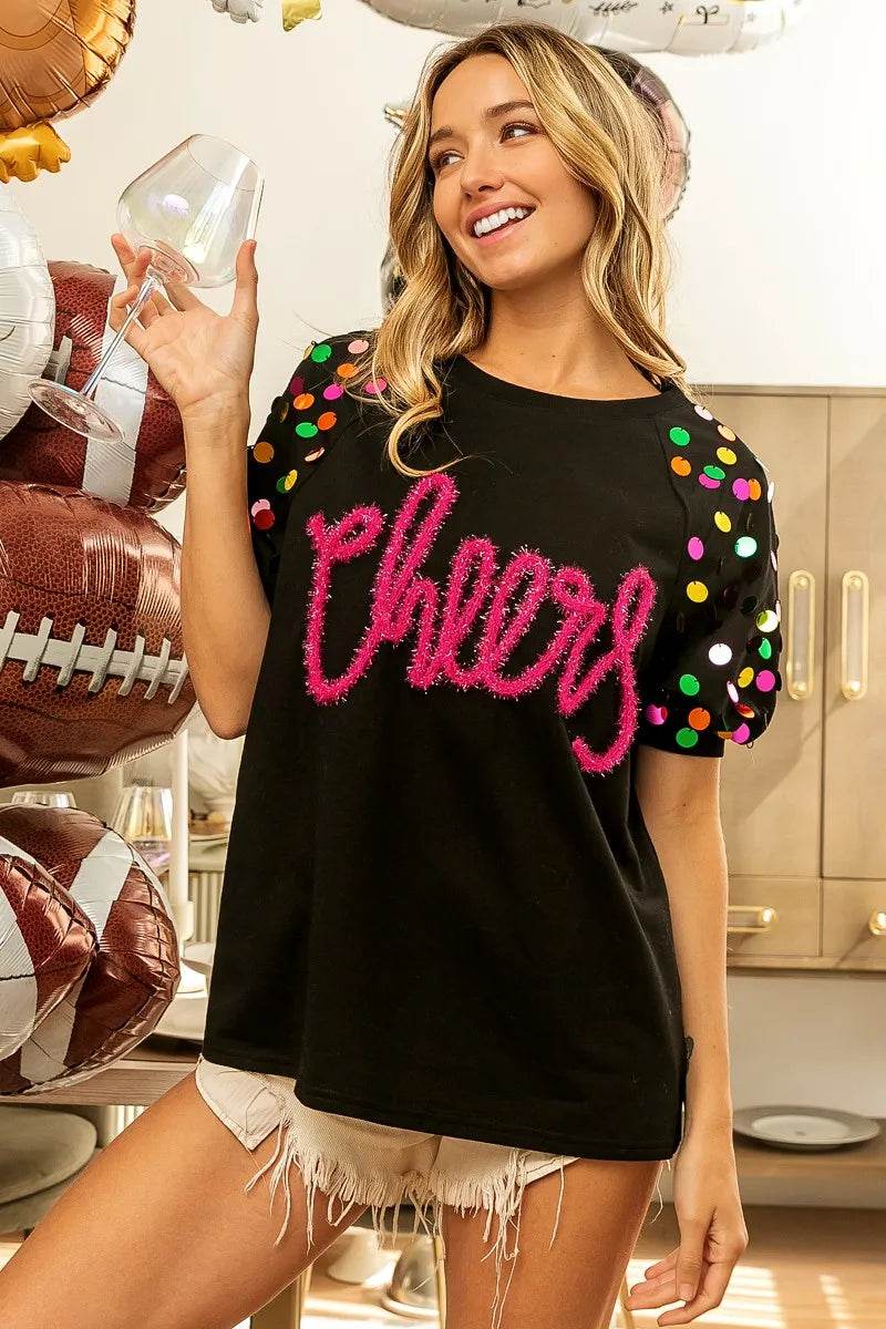 BiBi Metallic Letter Spangle Raglan Puff Sleeve Top Trendsi 4f53088577774c79bb69d49f3ba01d42-Max-Origin