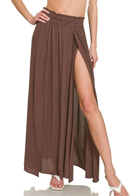 Zenana Woven Crinkle Gauze Long Skirts BROWN Trendsi 4f714fc7-5f3f-488c-b229-2786d5eb52c4-Max-Origin