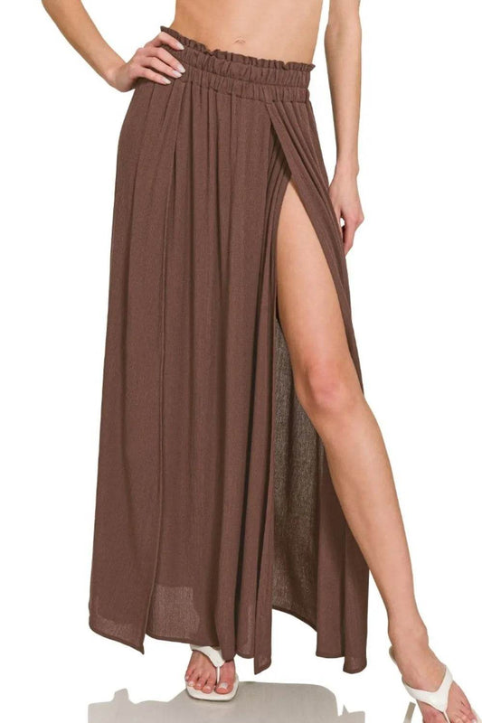 Zenana Woven Crinkle Gauze Long Skirts BROWN Trendsi 4f714fc7-5f3f-488c-b229-2786d5eb52c4-Max-Origin