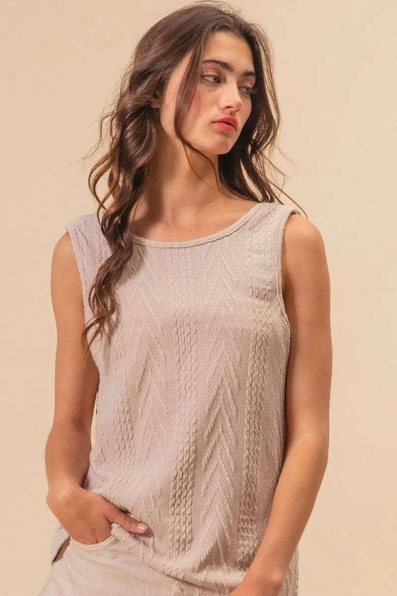 BiBi Textured Sweather Knit Twist Back Sleeveless Top Trendsi 4f9a53a06198499c99e33bd878cabdac-Max-Origin