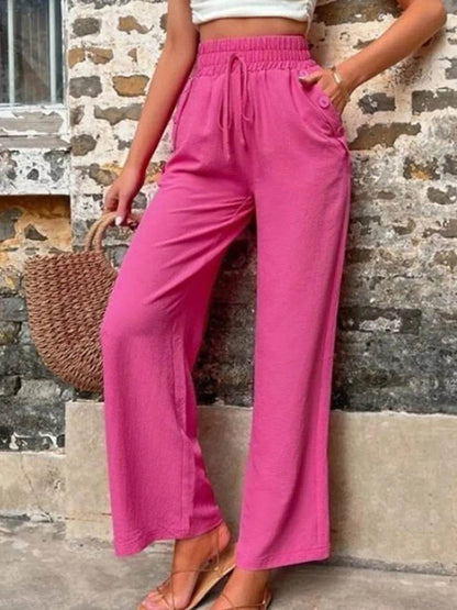 Tied High Waist Wide Leg Pants with Pockets Trendsi 4f9dfefb-048b-4103-bef4-4edbf5a8f3a6-Max