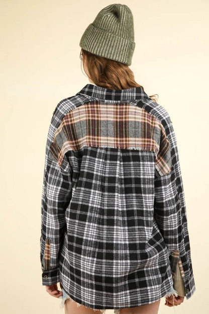 VERY J Contrast Plaid Raw Detail Shirt Trendsi 4fc7f6a6-b8d3-46ff-b34a-9f1d8e41dcd6-Max