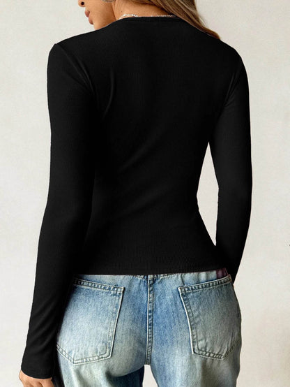 Ribbed Knit Long Sleeve T-Shirt Trendsi 4fc9177a-a901-4c48-89e4-e1c24426ddb1-Max-Origin