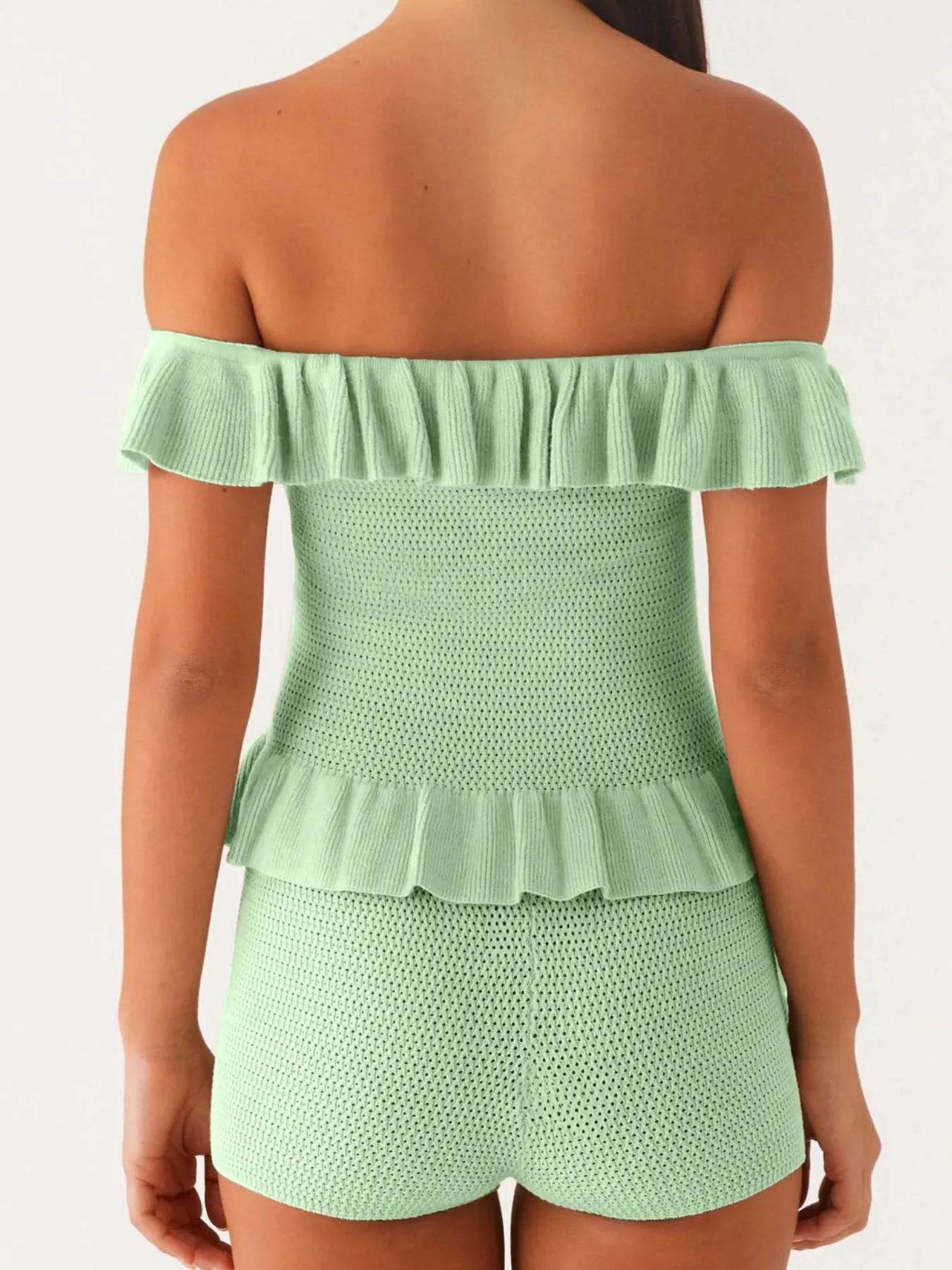 Off-Shoulder Ruffle Top and Shorts Sweater Set Trendsi 4fdd1fa9-2201-40b2-b3e5-3bf7e1e42a69-Max-Origin