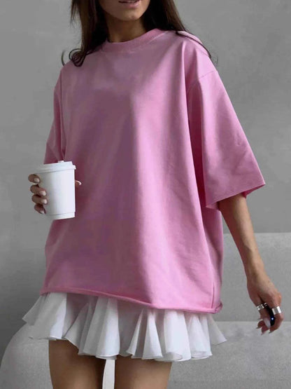 Round Neck Half Sleeve Oversized T-Shirt Pink Trendsi 4fde5e74-1255-447a-a92f-d72a68acff54-Max-Origin