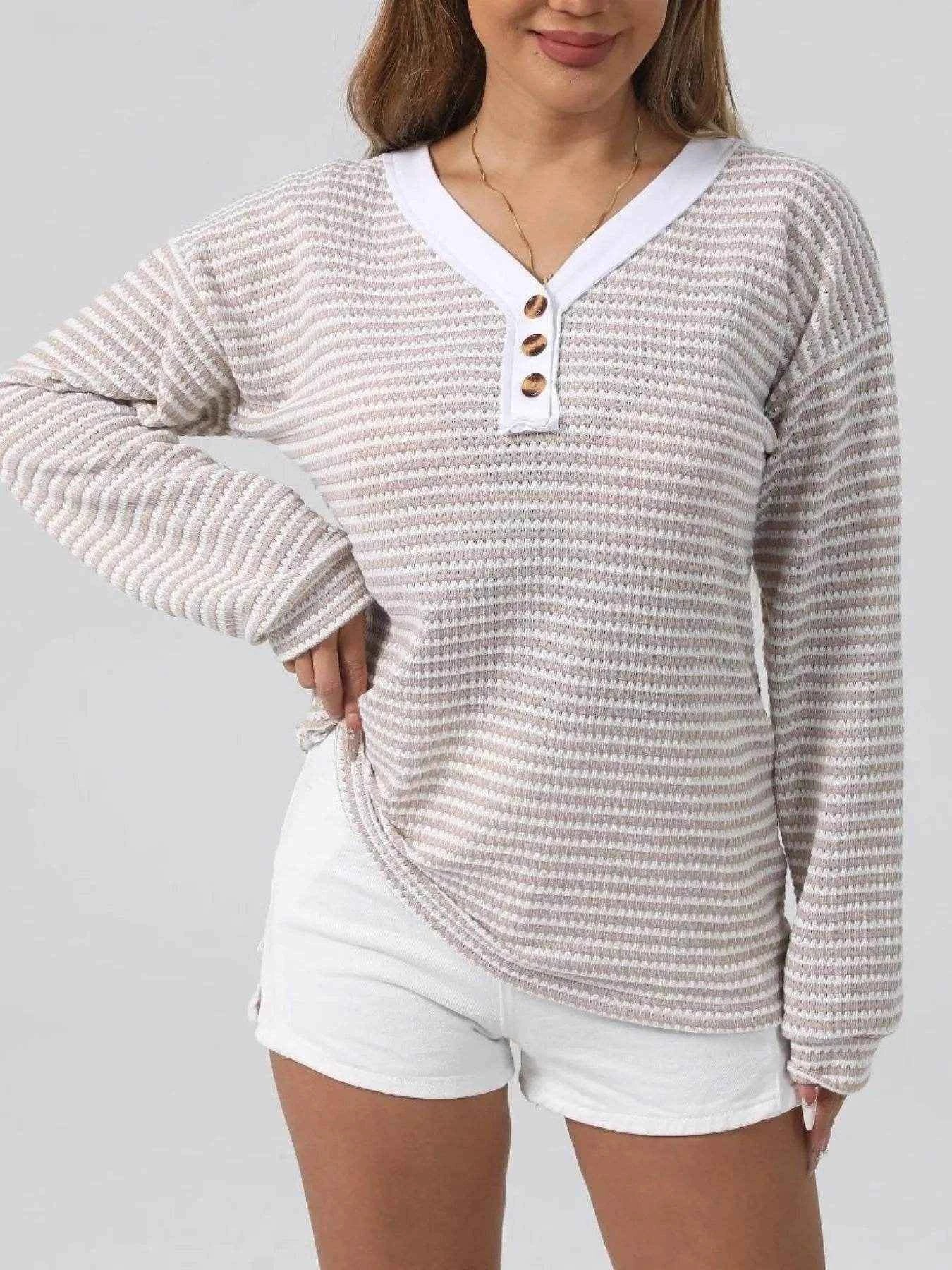 Striped Button Detail Long Sleeve Top Trendsi 501936eb-3706-41a6-8889-9aca4fbb76ff-Max-Origin