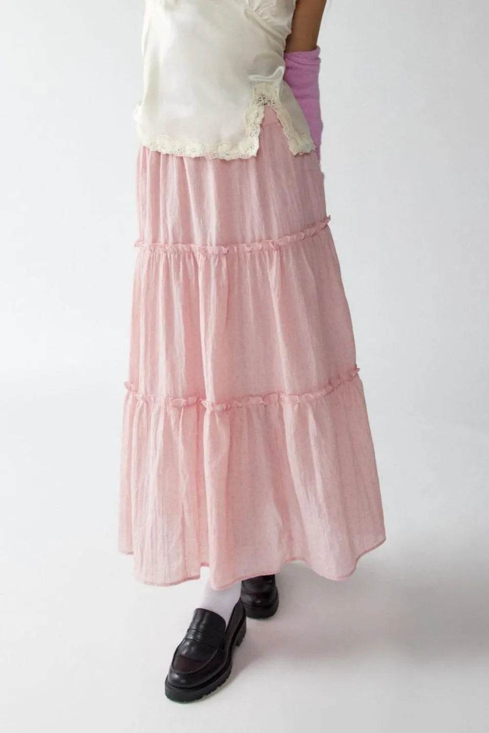Frill Elastic Waist Skirt Trendsi 50393cb2-b545-4e4b-8a2e-2845ab8e356d-Max