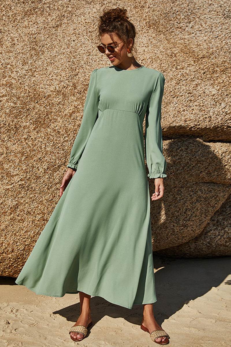 Puff Sleeve Flounce Dress Light Green Trendsi 504916aba50b4700a18a0e8b57b1fce7-Max