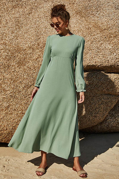 Puff Sleeve Flounce Dress Light Green Trendsi 504916aba50b4700a18a0e8b57b1fce7-Max