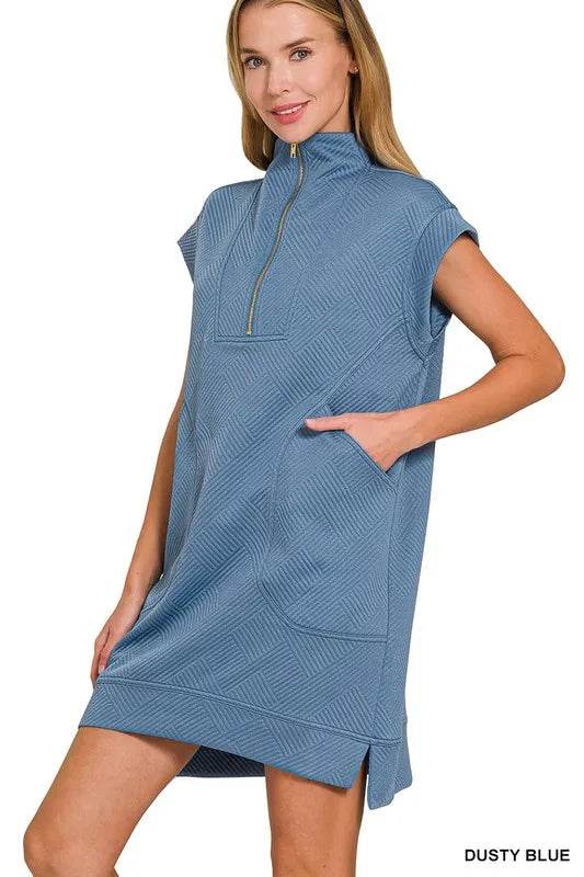 Zenana Textured Knit Jacquard Quarter Zipper Mini Dress Trendsi 506624ec63b04293951f63eebc1f7940-Max-Origin