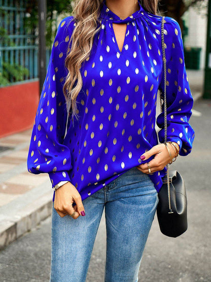 Devine Mock Neck Cutout Lantern Sleeve Blouse Royal Blue Trendsi 506bd4ddb2a84c47a59980b24ff3336b-Max