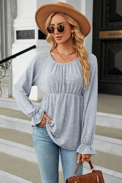 Round Neck Flounce Sleeve Blouse Trendsi 5071c1dcb95d4f65af0bc2fcd5f06380-Max