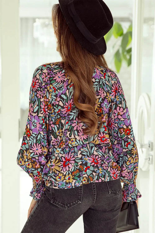 Floral Tie Neck Flounce Sleeve Blouse Trendsi 508763b1ca1f4528943eed4b5a3458d9-Max