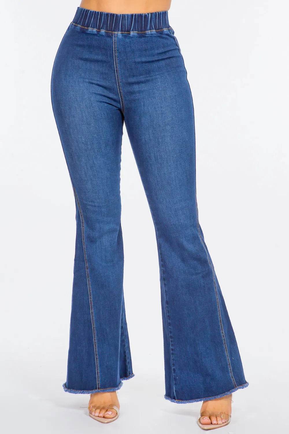 American Bazi High Waist Curvy Flare Jeans DK Blue Trendsi 5088084f-066f-47f2-8b88-e35342c76b71-Max