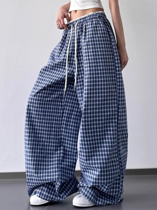 Drawstring Plaid Wide Leg Pants Trendsi 50cc38e2-6431-48fc-ac08-ba3d49ffb327-Max-Origin