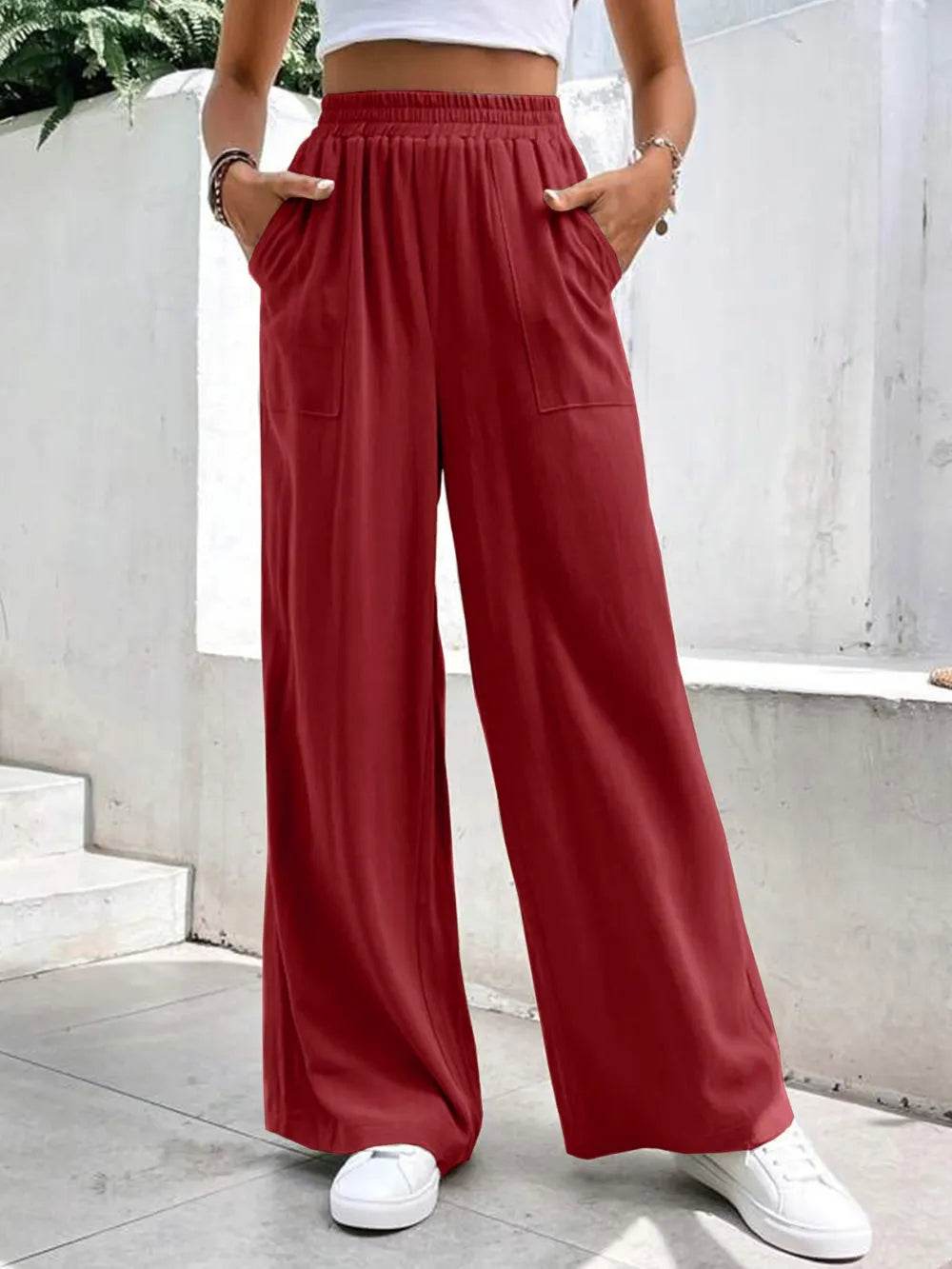 High Waist Wide Leg Pants with Pockets Trendsi 50d1f8aa-1b5c-485d-85c6-1c8fc2882501-Max