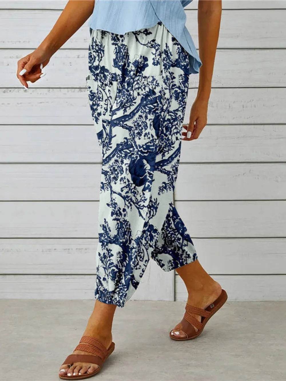 Printed Tied Cropped Pants Trendsi 50d395f5a9254f90a7be8591c36715e0-Max