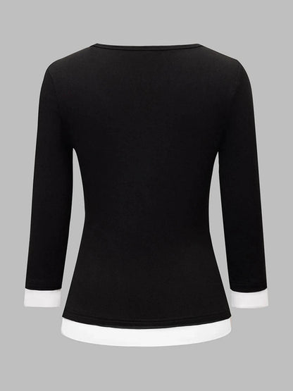 Contrast Trim Long Sleeve T-Shirt Trendsi 50dab5996bb94862a067a5d7e2cc631b-Max-Origin
