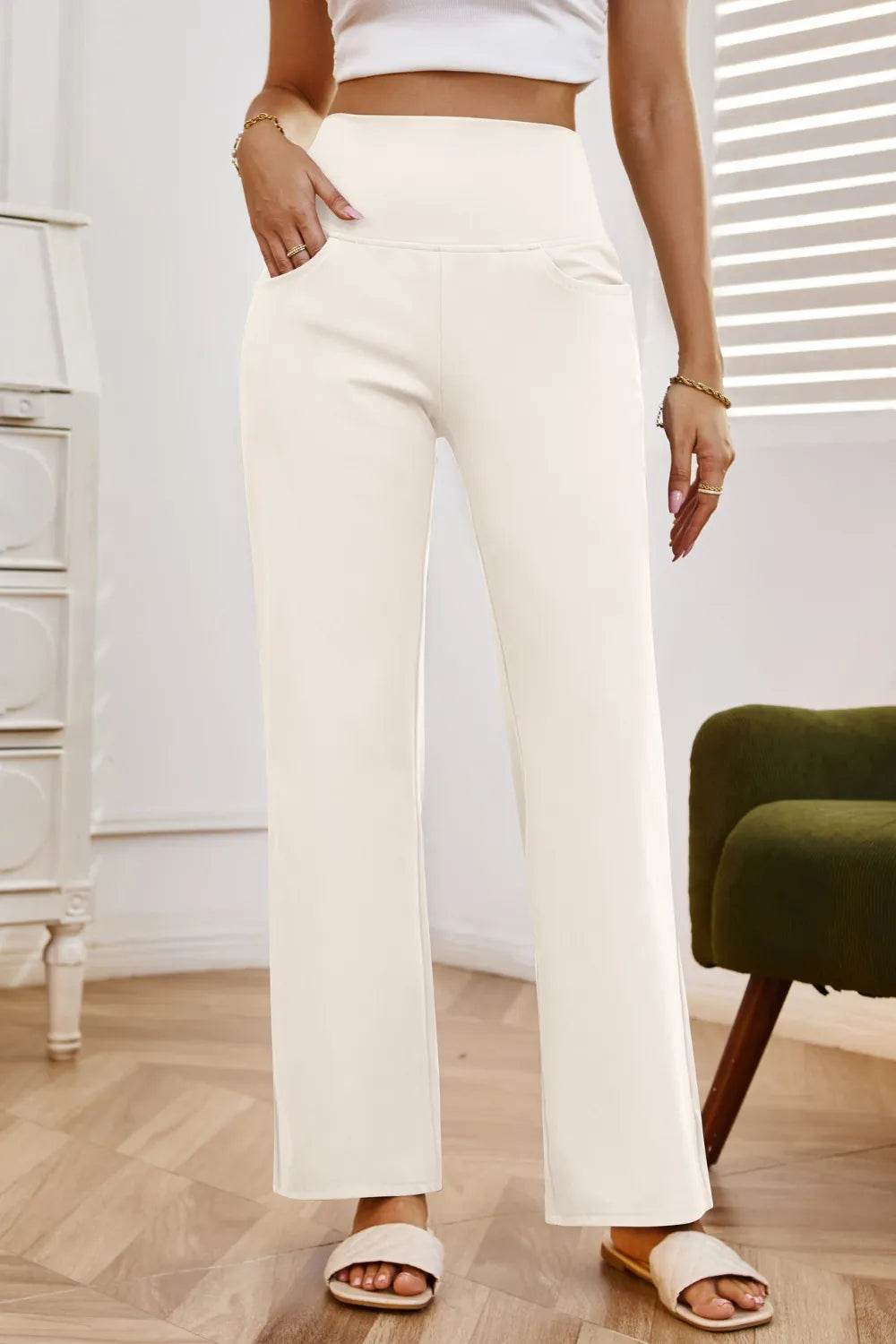 High Waist Wide Leg Pants with Pockets White Trendsi 50e466f4-3a6f-470a-95e0-2f264b989d4c-Max