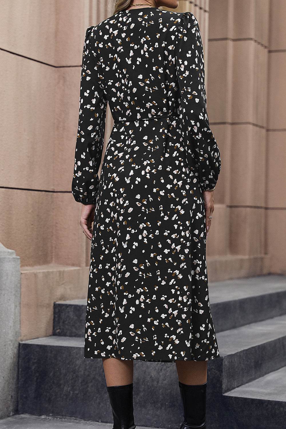 Perfee Printed Surplice Neck Long Sleeve Dress Trendsi 50efe572100440cfb3b8a78277ddcc72-Max