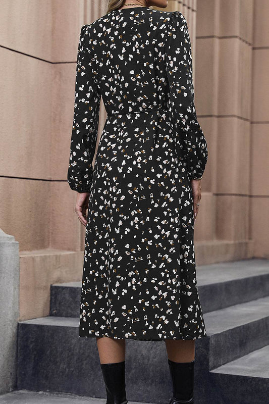 Perfee Printed Surplice Neck Long Sleeve Dress Trendsi 50efe572100440cfb3b8a78277ddcc72-Max