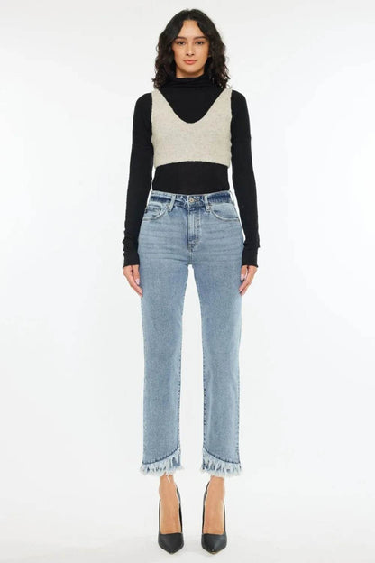 Kancan Raw Hem High Rise Straight Jeans Trendsi 50f12ae6-b064-4379-93dd-2e690533a010-Max