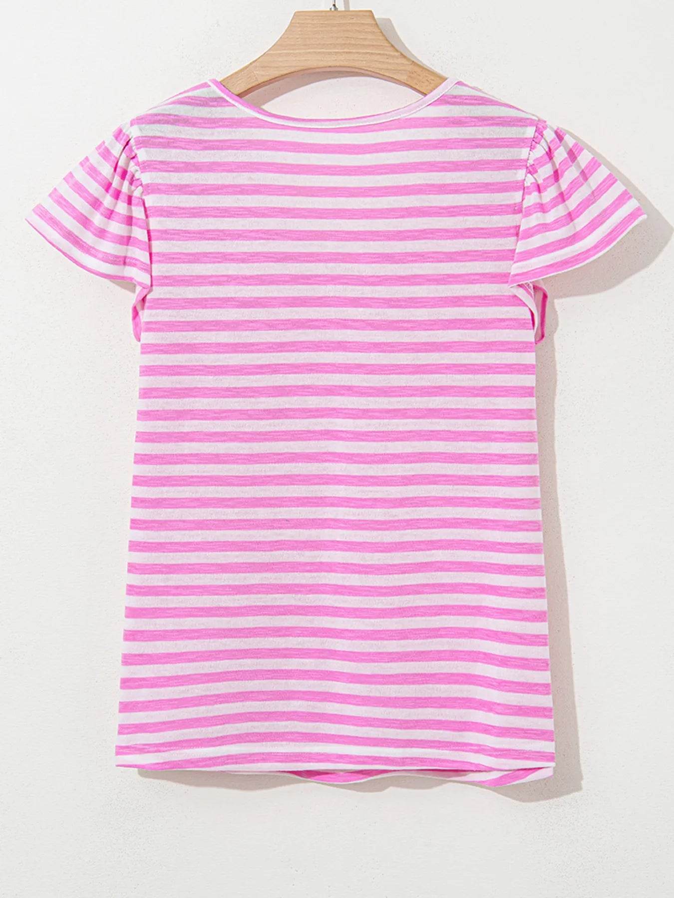 Striped V-Neck T-Shirt Trendsi 50f180b08a98440c8c7d9330190e9625-Max-Origin